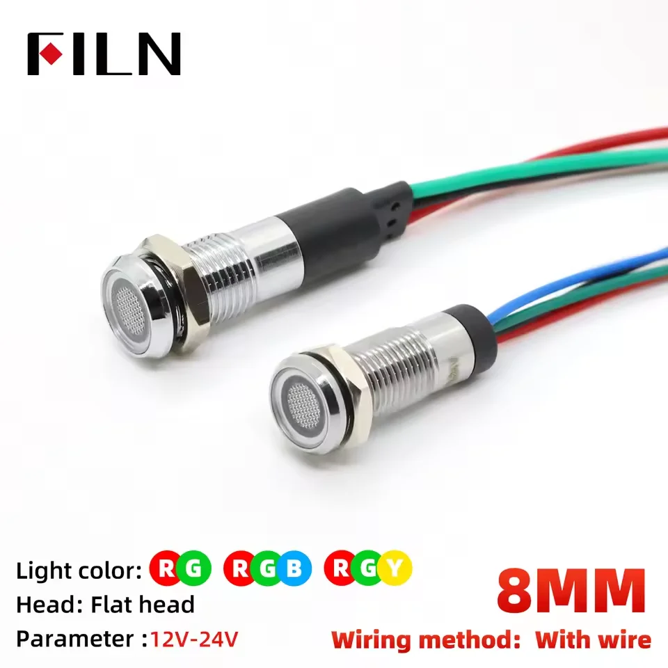 FILN светодиодный индикатор 8 мм  двухцветный трехцветный