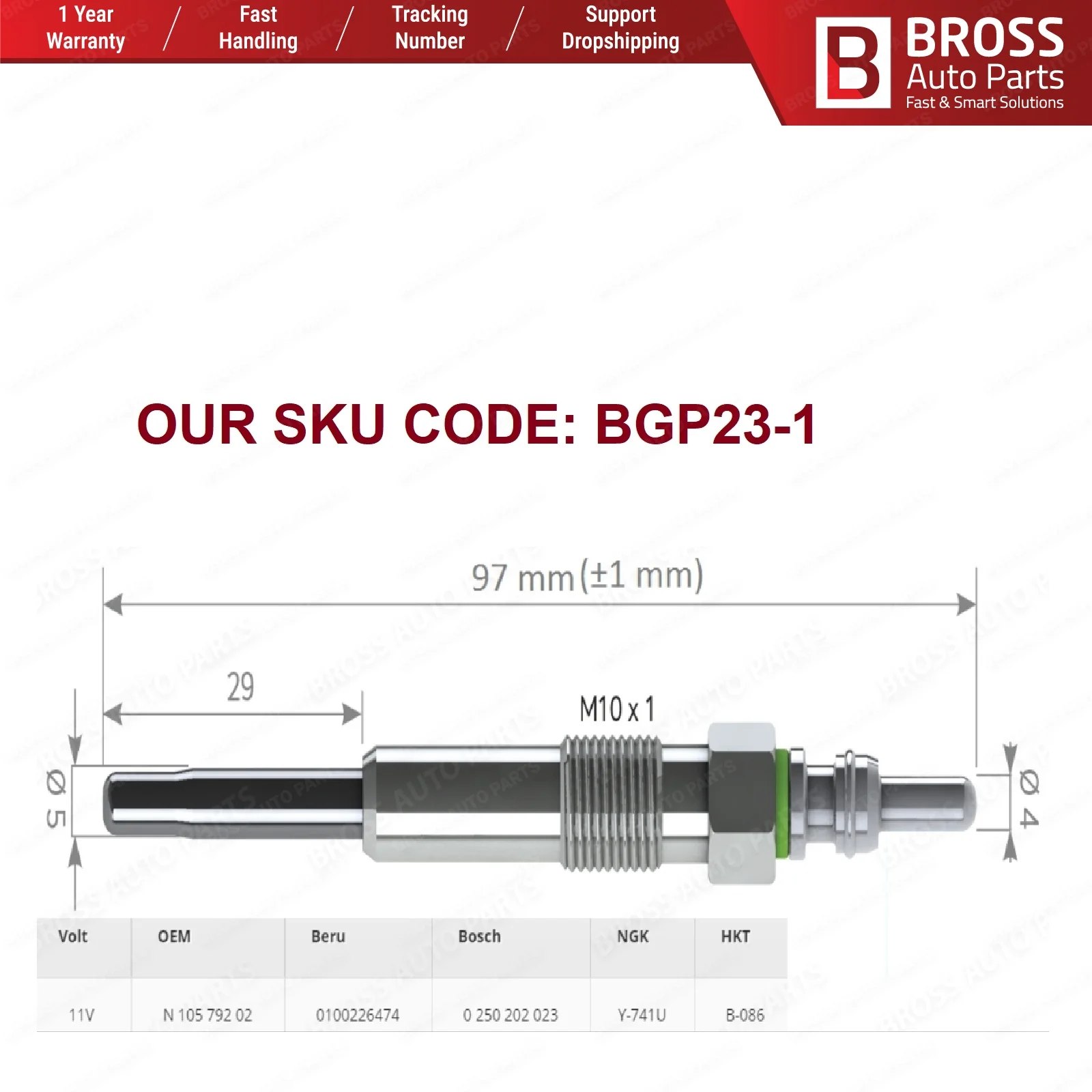 Bross Авто Запчасти BGP23 1 4 шт. нагреватель свечение Вилки GX98 N10579202 GN046 для VW Audi сиденье