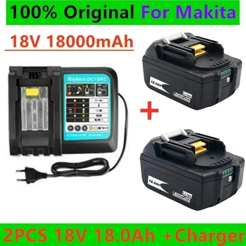 

18V 18.0Ah Rechargeable Battery 18000mah LiIon Battery Replacement Power Tool Battery for MAKITA BL1860 BL1830+3A Charger