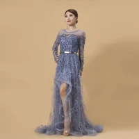 luxury dubai a line tassel o neck feathers delicate tulles women speical wedding party evening gowns prom formal dresses