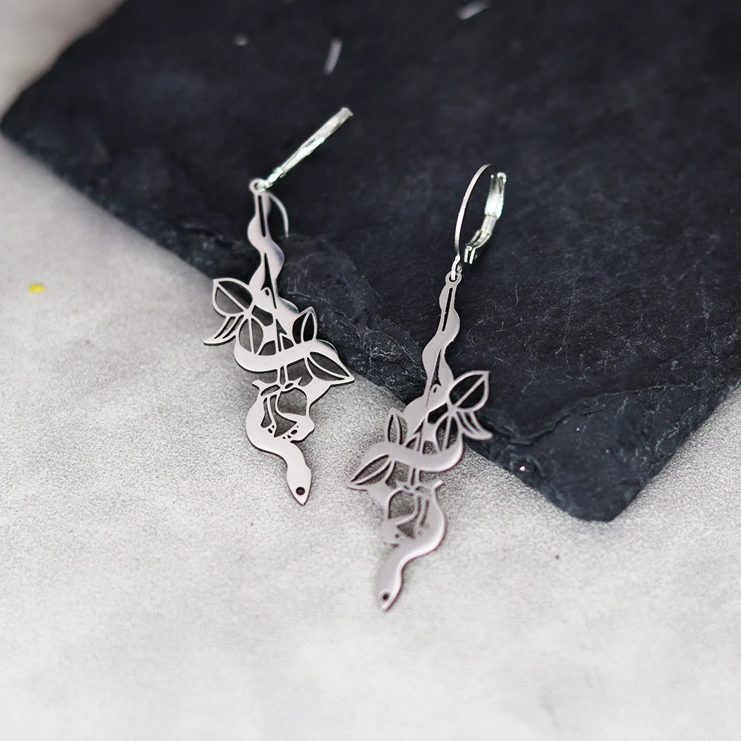 Женские серьги-кольца в виде змеи из нержавеющей стали