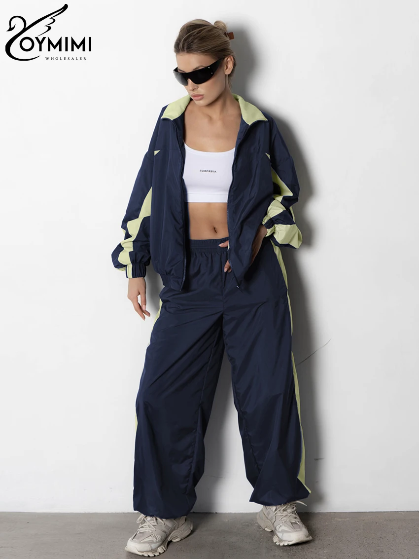 Модные свободные черные брюки Oymimi в стиле пэчворк Женский комплект из 2 предметов