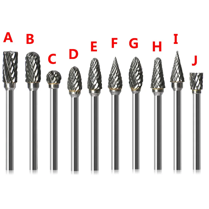 

Tungsten Carbide Rotary Burr 10pcs Carving Burr Bits Double Diamond Cut Dremel Tools for Wood Stone Carving Steel Metal Working