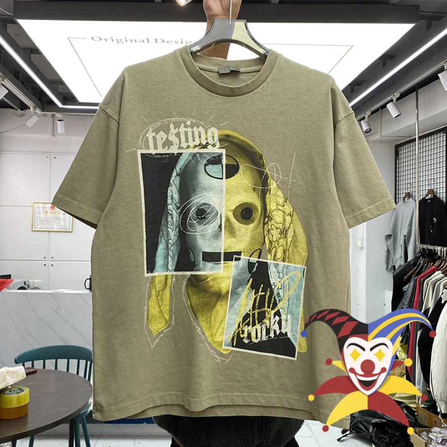 

Vintage Heavy Fabric T Shirt Men Women T-shirt Robot Digital Printing Top Tees