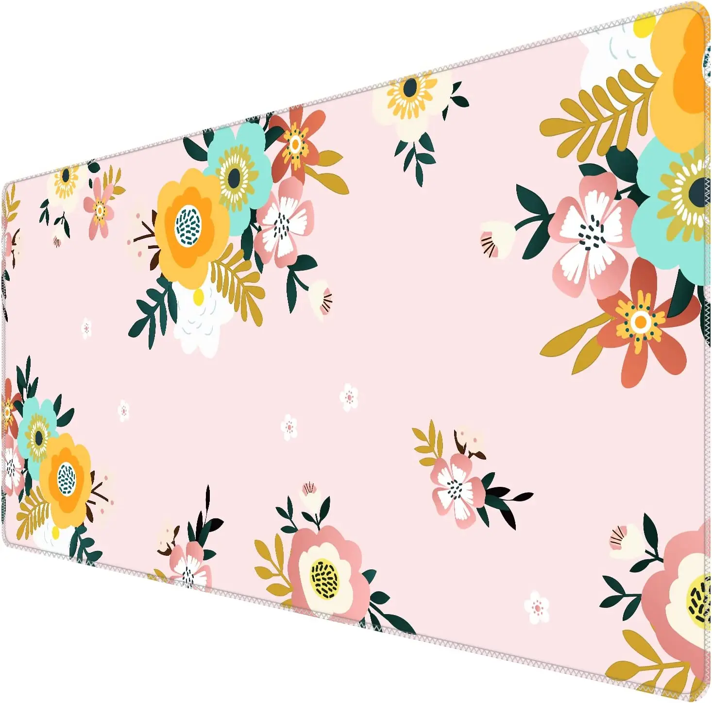 

Extended Mouse Pad 35.4x15.7 in Large 3mm Non-Slip Rubber Base Mousepad with Stitched Edges Waterproof Desk Pad- Pink Camellia