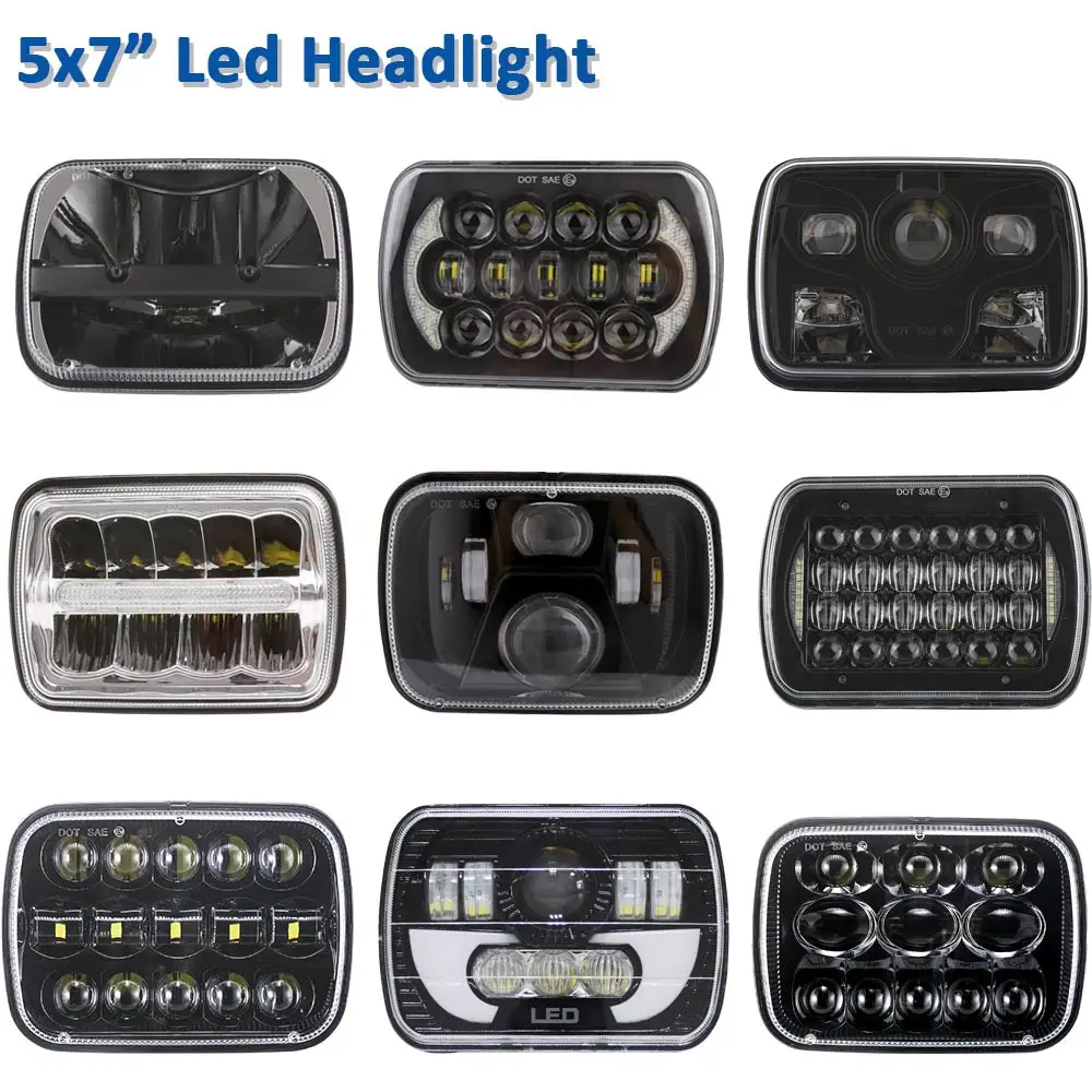 

DOT 5x7 Led Headlights 7x6 Hi/Low Led Sealed Beam Headlamp for Jeep Wrangler YJ Cherokee XJ Chevy Toyota Pickup(1 Pair)
