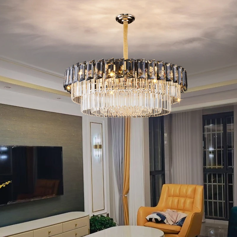 

Light luxury crystal chandelier living room lamp 2022 new simple modern bedroom dining room lamps three-color light