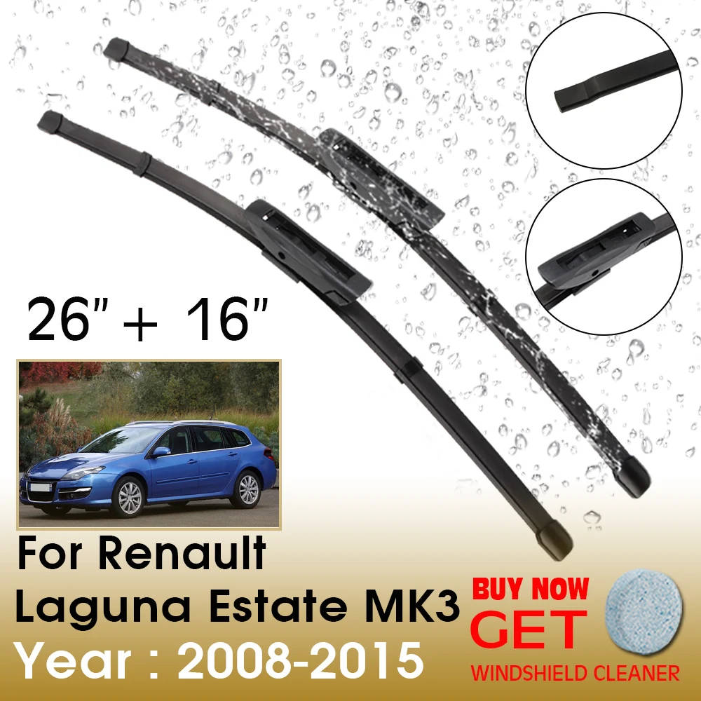 

Car Wiper Blade For Renault Laguna Estate MK3 26"+16" 2008-2015 Front Window Windscreen Windshield Wipers Blades Accessories