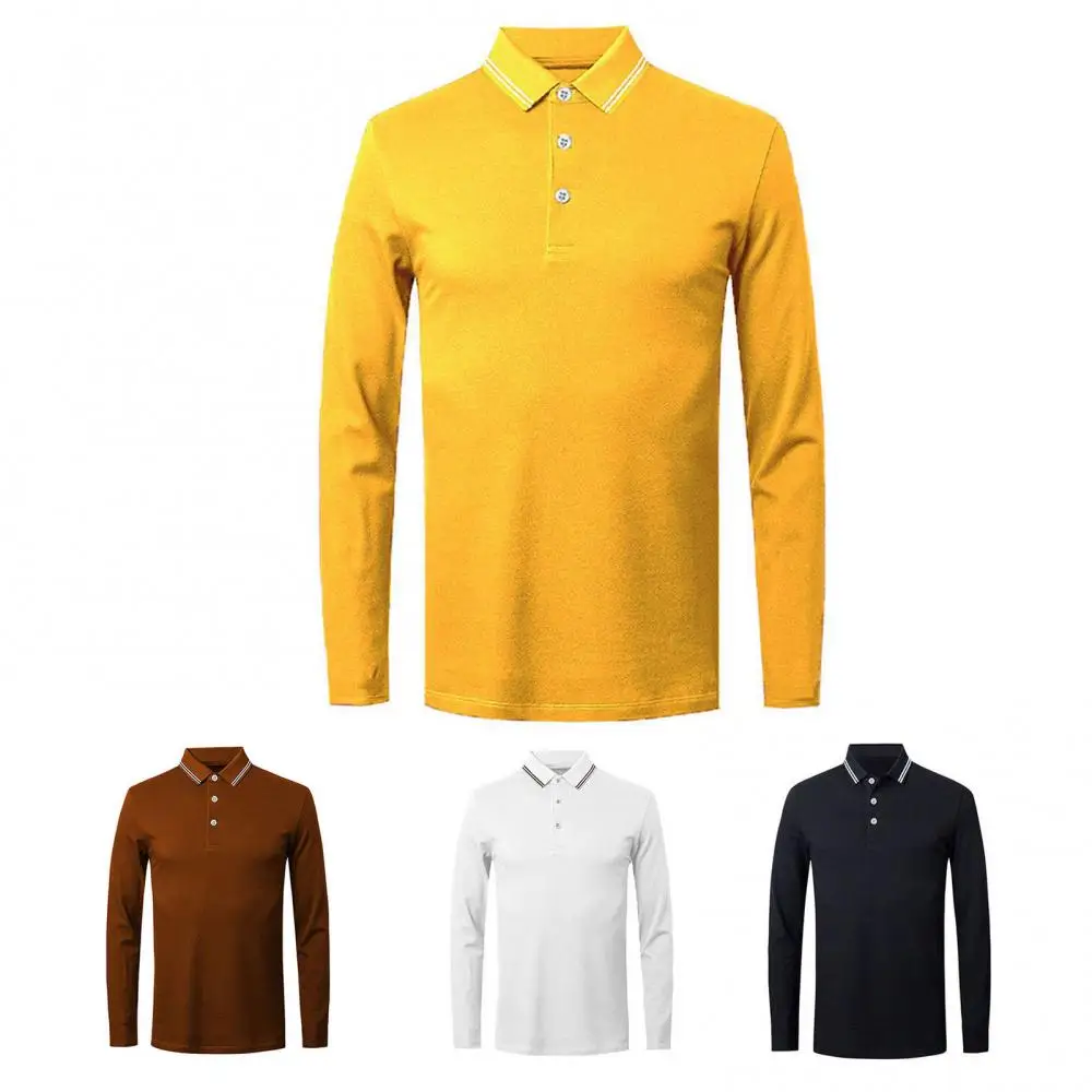 

Однотонная облегающая деловая рубашка, Мужской Топ с длинным рукавом, Высококачественная Мужская Рубашка-Поло, осенняя облегающая футболк...