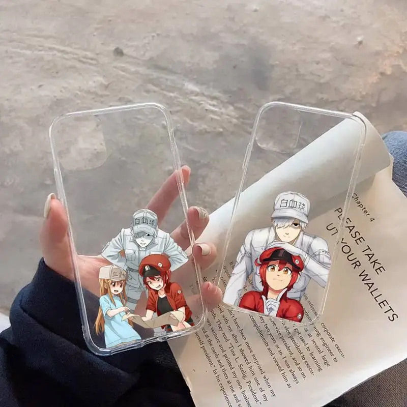 

Working cell anime Phone Case Transparent soft For iphone 12 11 13 7 8 6 s plus x xs xr pro max mini