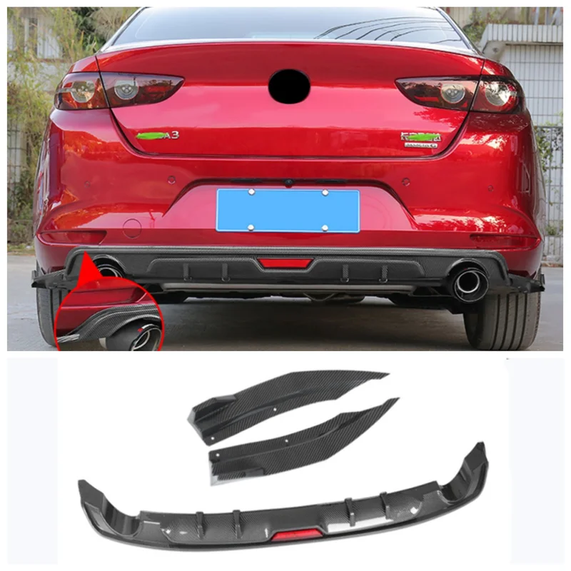 

Для Mazda 3 Axela 2020 2021 2022 2023 + Высококачественный ABS автомобильный бампер задняя губа рассеиватель диффузора Защитная крышка (с искусственной кож...