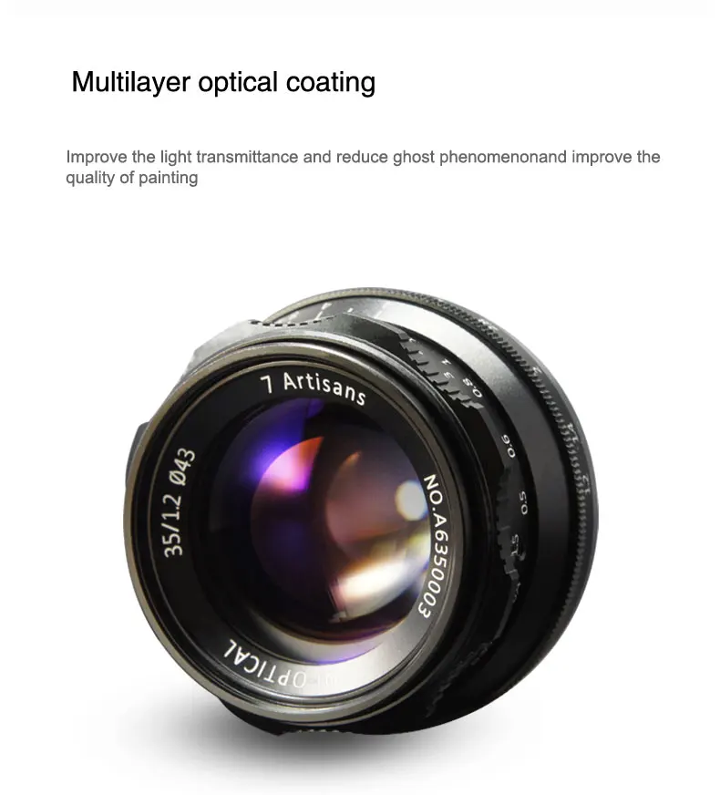 

7artisans 35mm F1.2 Prime Lens for E for Fuji FX for M for M4/3 System Mirrorless Cameras Fixed Focus Lens