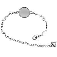 2pcs stainless steel cabochon bracelet settings fit 1214161820mm cameo bracelets bezel blank diy jewelry base