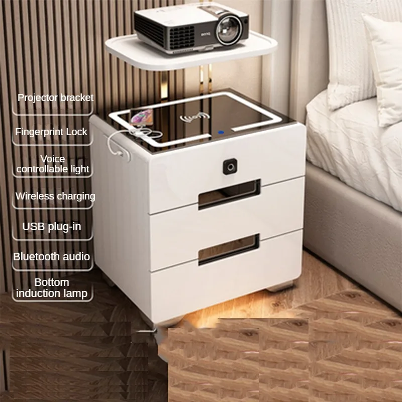 

Multi Functional Intelligent Bedside Table with Projection Bracket and Light Wireless Bluetooth Speaker Fingerprint Lock
