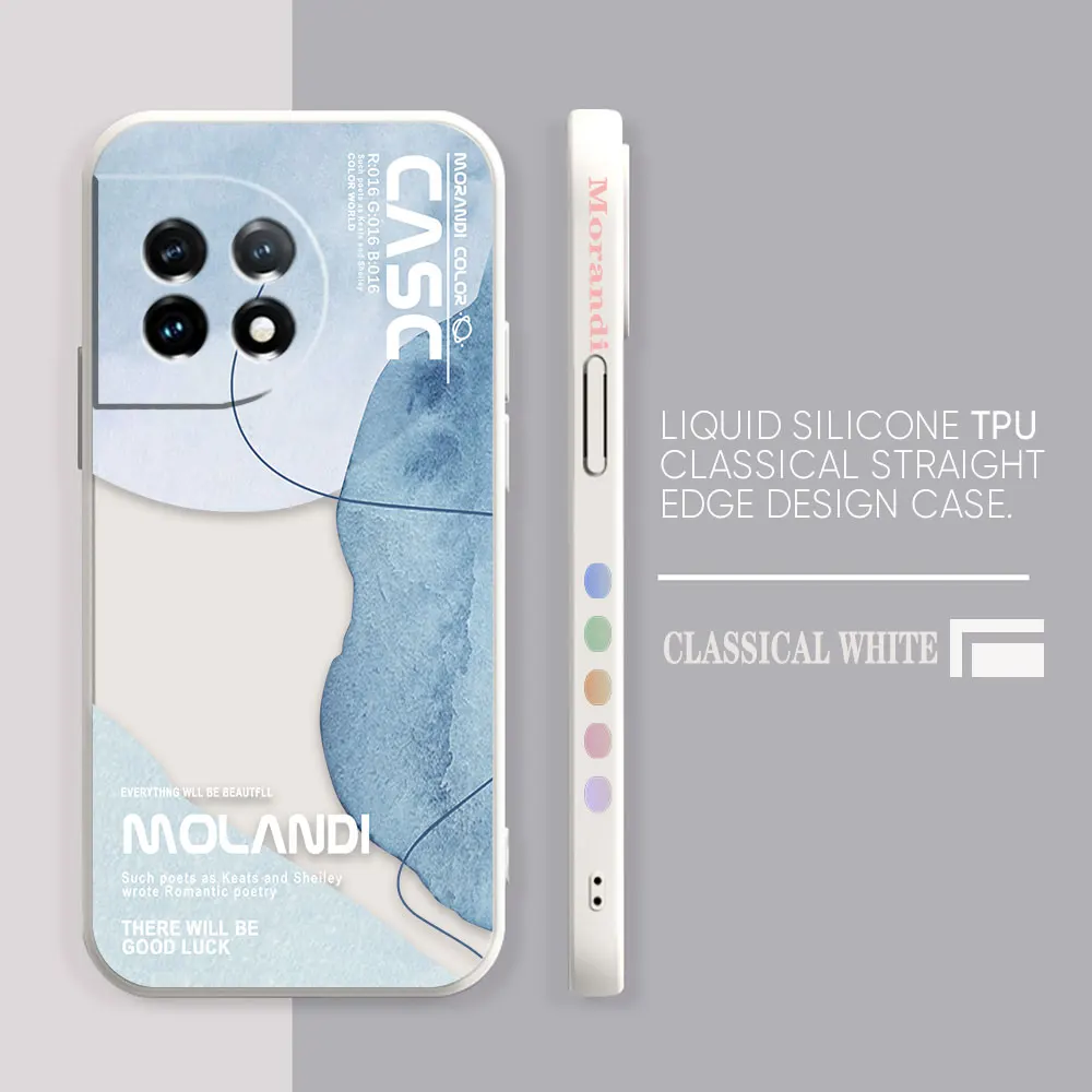 Phone Case For Oneplus 11 10 9 9R 9RT 8 8T 7 7T 5 5T 6 ACE 2 2V NORD Pro Liquid Case Cover Funda Cqoue Shell Capa Morandi Colors