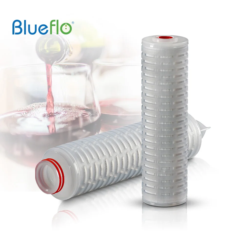 

China Manufacturer High Efficiency PES Membrane Pleated Filter 0.2 Micron Absolute Filter Cartridge for Spring Water Wine