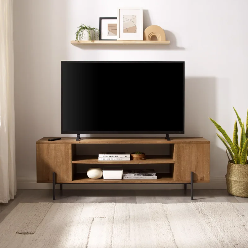 With Side Storage, English Oak Living Room Furniture  Tv Sta