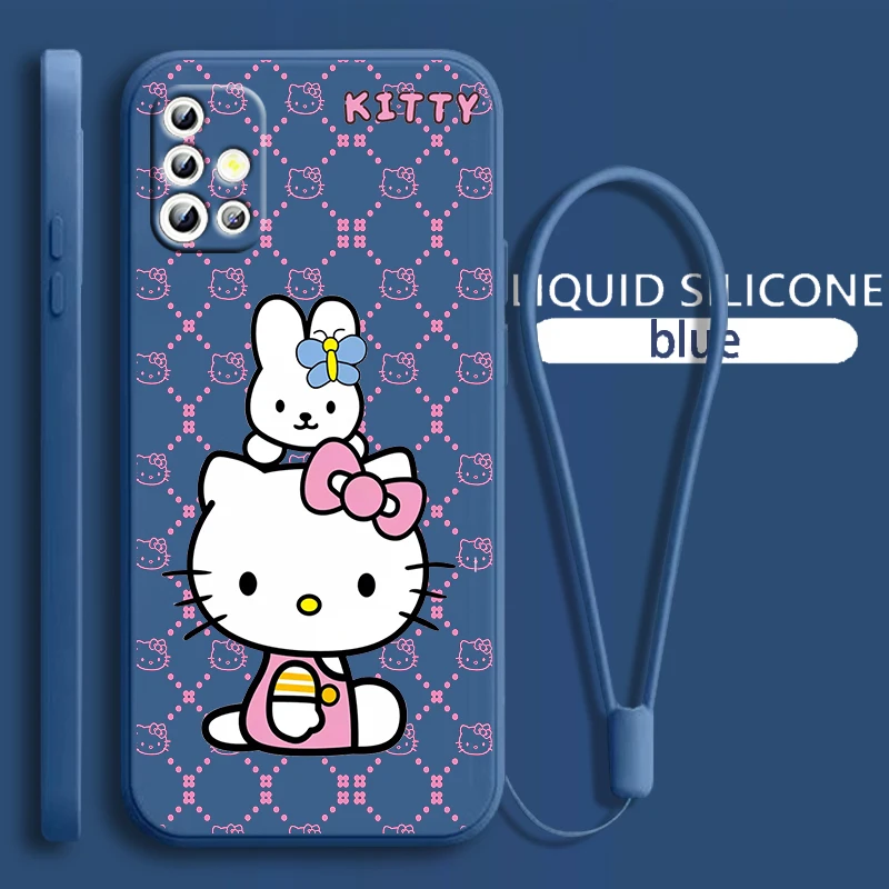 

Hello kitty Kawaii Cat For Samsung Galaxy A71 A51 A81 A91 A41 A31 A21S A11 A01 A50 A30 A20S Liquid Rope Soft Phone Case Fundas