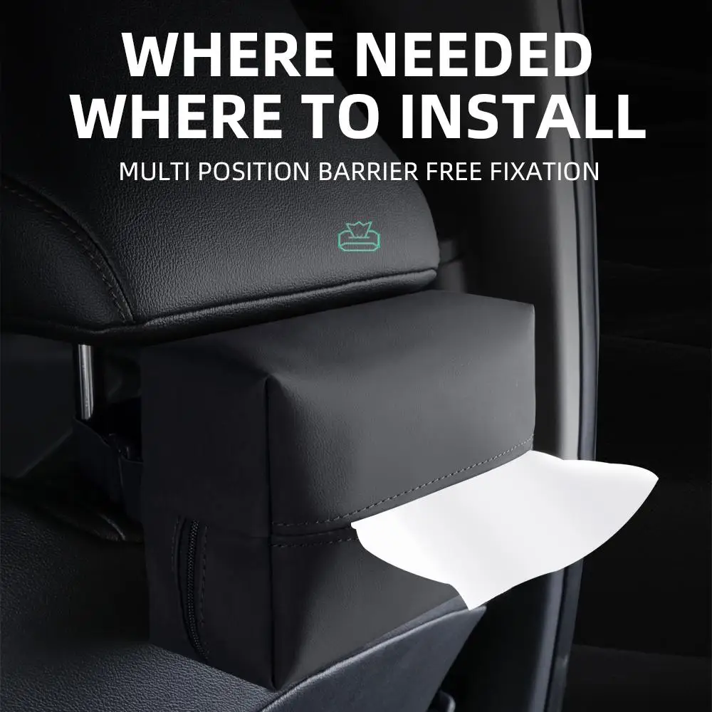 

Car Armrest Tissue Box Holder Sun Visor Seat Back Hanging Type Paper Bag Towel Storage Case Interior Parts