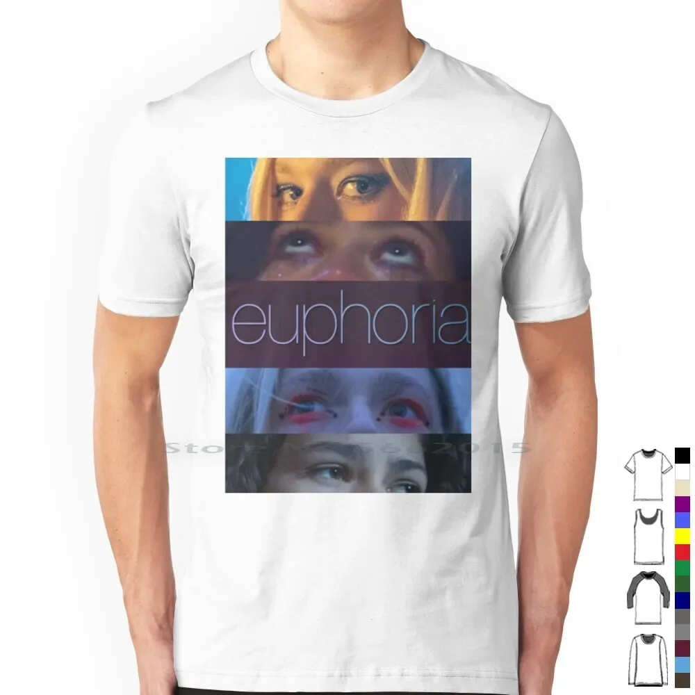 Фото Футболка Euphoria из 100% хлопка Euphoria Eyes Looking Directions Movie Tv Show Cinema Color Zendaya Rue Bennett Hunter Schafer №1