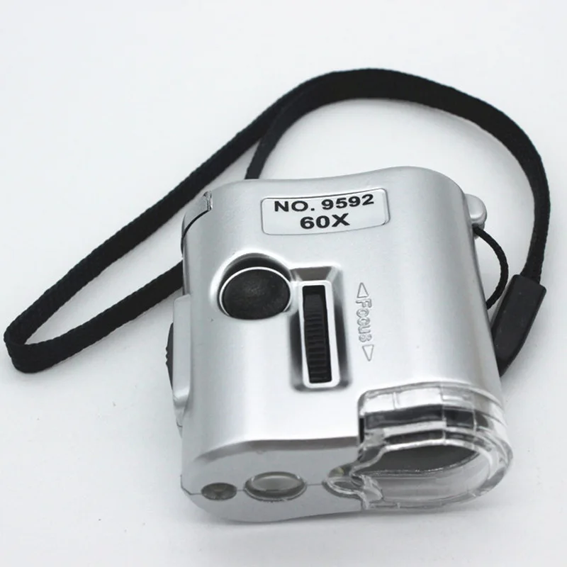 

60X Миниатюрный карманный увеличительный микроскоп со светодиодсветильник кой, Ювелирная Лупа, лупа для ювелирных изделий, Карманный держат...
