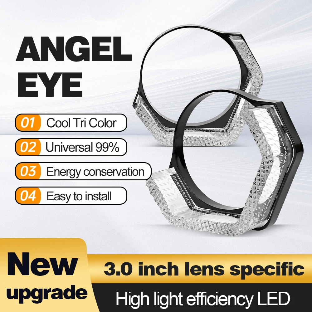 

2,5 дюйма 3 дюйма 5D Crystal Angel Eye Halo Ring Кожухи Белый Желтый WRGB DRL Управление через приложение для автомобильных фар Биксеновые светодиодные линзы проектора
