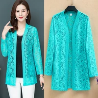 lace jacket for women long sleeve solid loose thin jackets 2022 new summer ladies fashion medium long coats x111