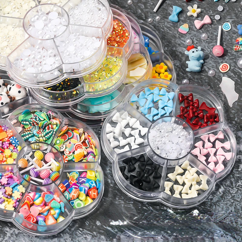 

3D Charm Flower Aurora Bear Butterfly Rhinestone Pearl Mixed Set Nail Art Parts Resin Kawaii Accessories for DIY Manicure Design