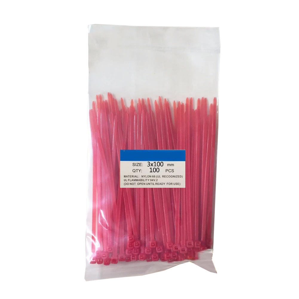 

100Pcs/bag 7 Colors 2.5mm 3*100mm Self-locking Nylon Wire Ties Cable Tie Plastic Zip Ties Cable Ties Wire Strap