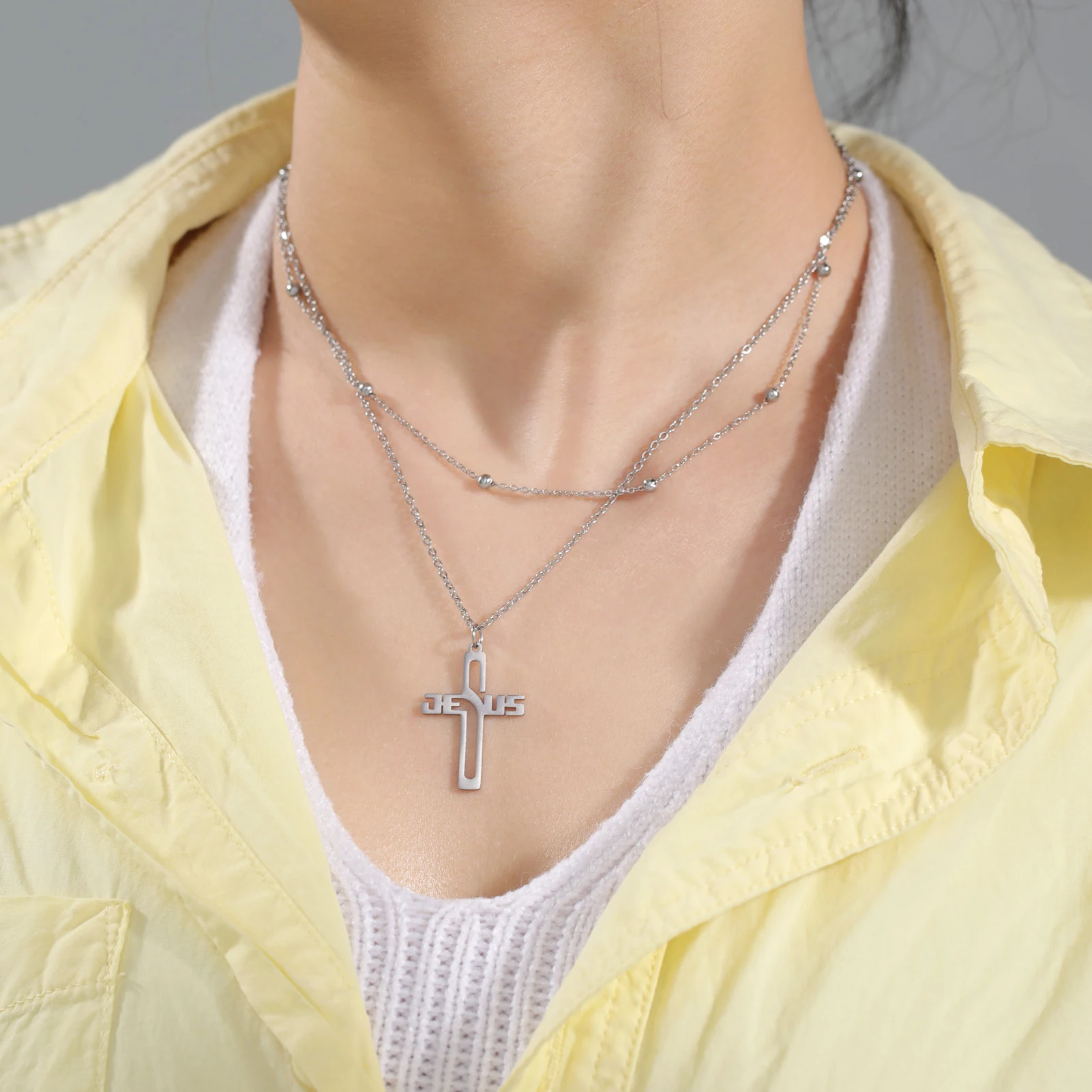 Cazador Иисус крест полые подвесные ожерелья для женщин мужчин христианский чокер