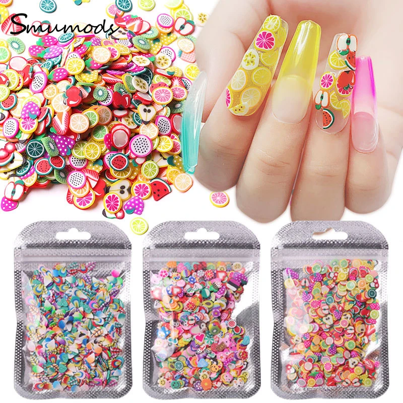 

1000pcs/set Nail Stickers Nails Soft Clay Fruit Slice Beauty Patch Nail Decals Decoration Accessories Rhinestones Mixed Nail