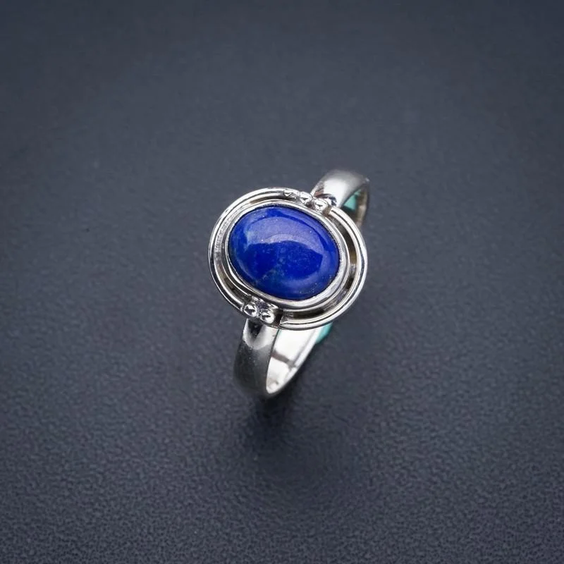 

StarGems натуральный Лазурит ручной работы фотосеребряное кольцо 8 F0021