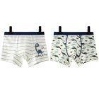 Детское нижнее белье с плоской подошвой, шорты с мультяшным принтом, мягкие хлопковые трусы для мальчиков, подростковые полосатые трусики, 2 шт.лот, 2022