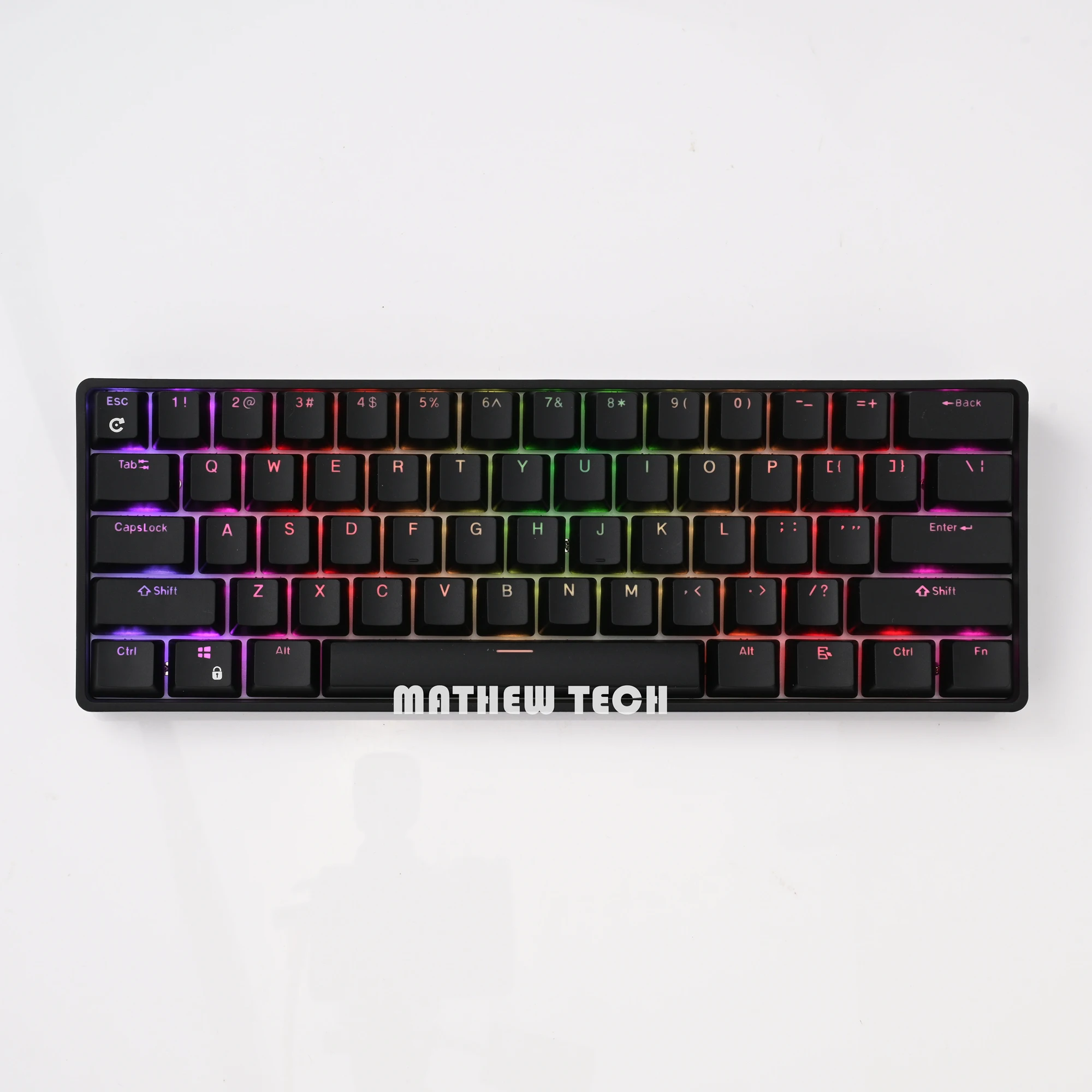 MATHEW TECH MK61 60% Mechanical Keyboard 61 Keys Ultra-Compact RGB Translucent Wireless Bluetooth Gamer Keyboards