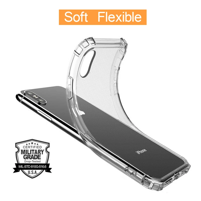 Soft Case for iPhone X XR XS Max 14 13 12 11 Pro Mini 6 6s 7 8 Plus 5 5S SE 2020 Cases Clear Shockproof Transparent Back Cover