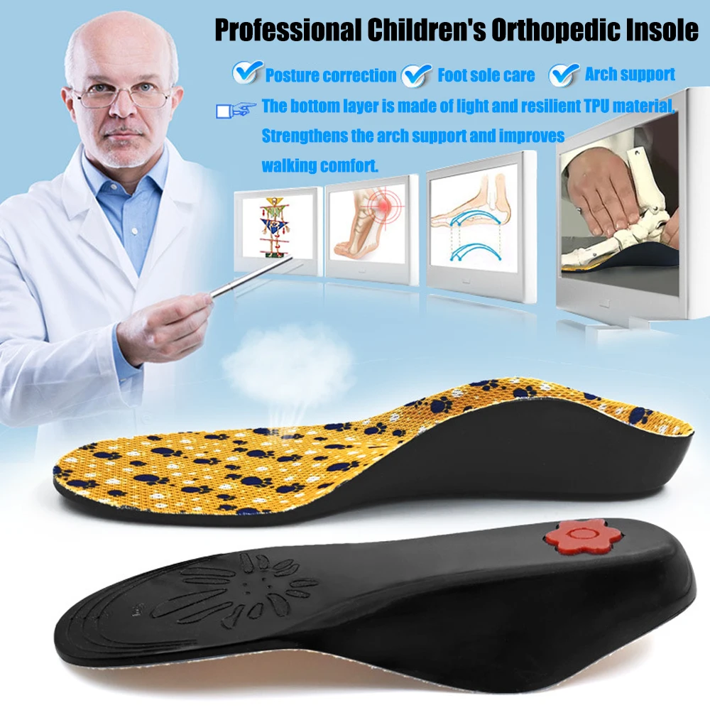 Kids Flatfoot Orthopedic Sport Insoles for Shoes Children Orthotics Insoles Flat Feet O/X Leg Correction Arch Support Shoe Pad