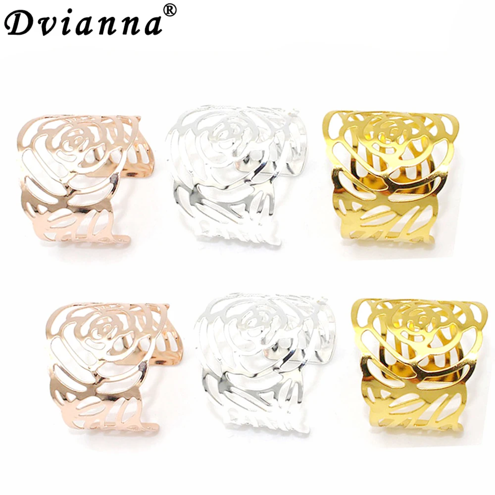 

Dvianna 12 шт. кольца для салфеток с перфорацией, черная роза, фотодержатель для Пасхальной свадебной вечеринки, украшение стола HWM05
