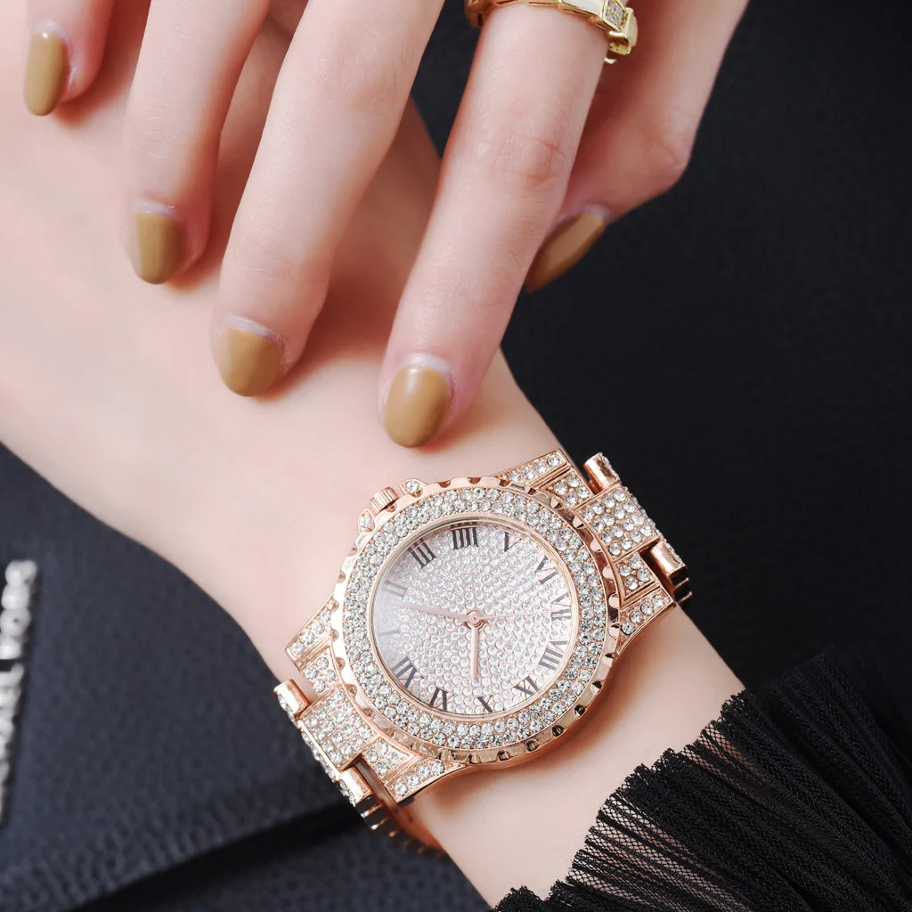 Наручные часы женские, из нержавеющей стали, с браслетом и надписями