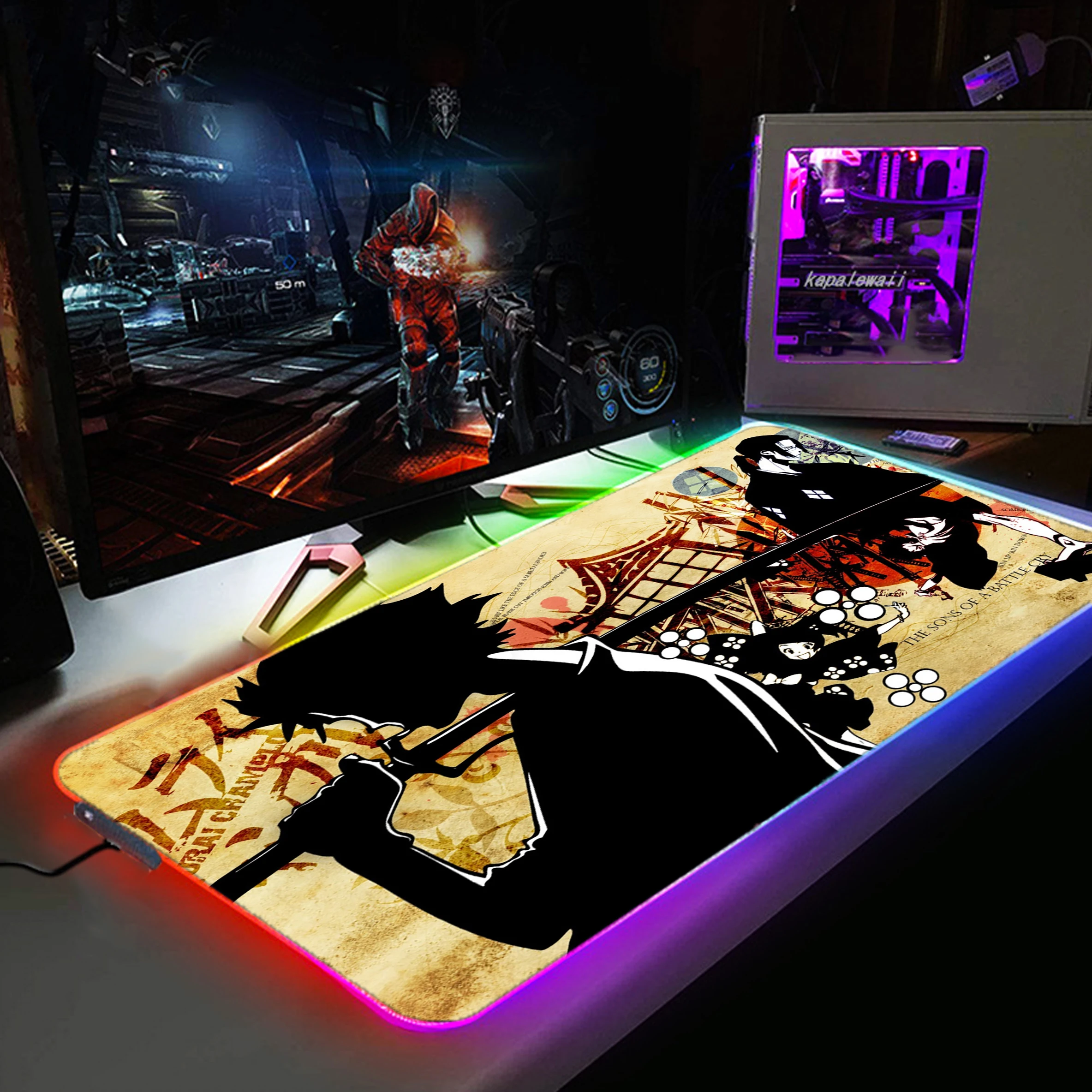 

XXL Anime Japanese Samurai Computer Gamers Locking Lock Edge Mouse Pad Pc Gamer Gaming Mousepad Large 90x40cm Keyboard Desk Pad