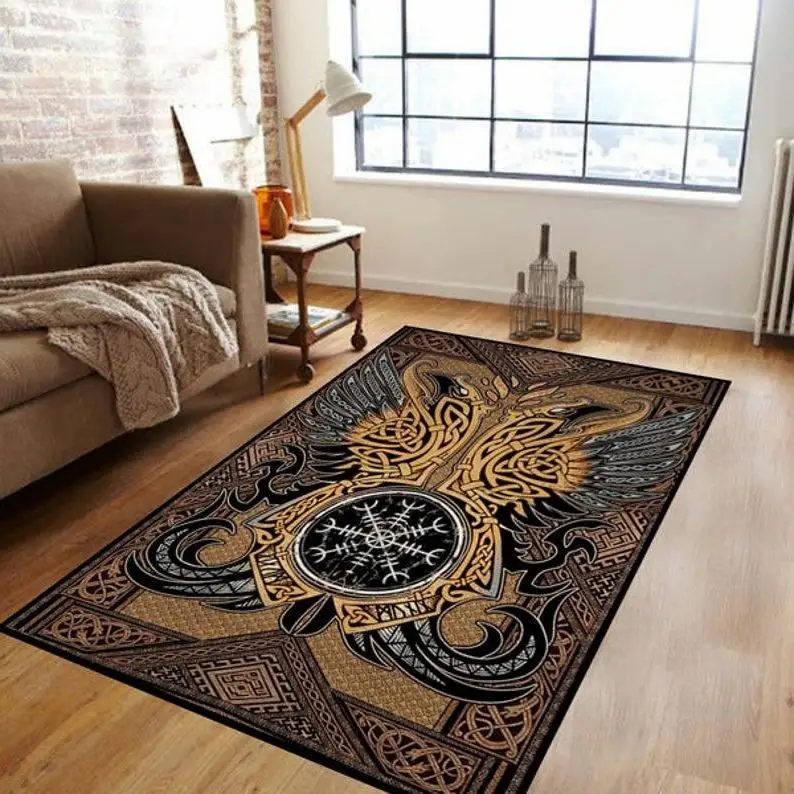 Black Celtic Viking Rug Dragons Tattoo Luxury Area Rugs Carpet Home Decoration The Us Decor Greek Eye Tree | Дом и сад