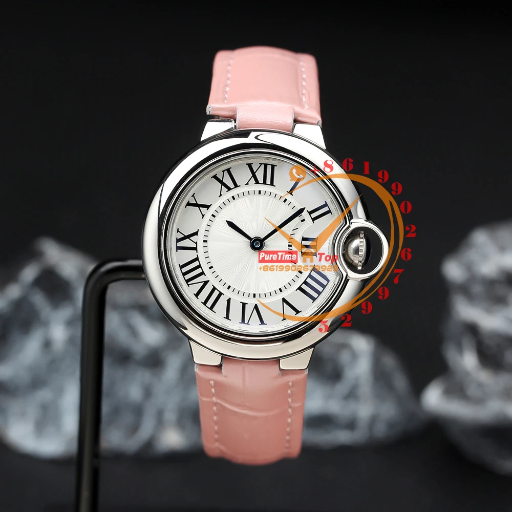 

WSBB0002 Swiss Quartz Ladies Watch Steel Case Silver Roman Dial Pink Leather Puretime 2023 Luxury Top Brand New Clone Watches