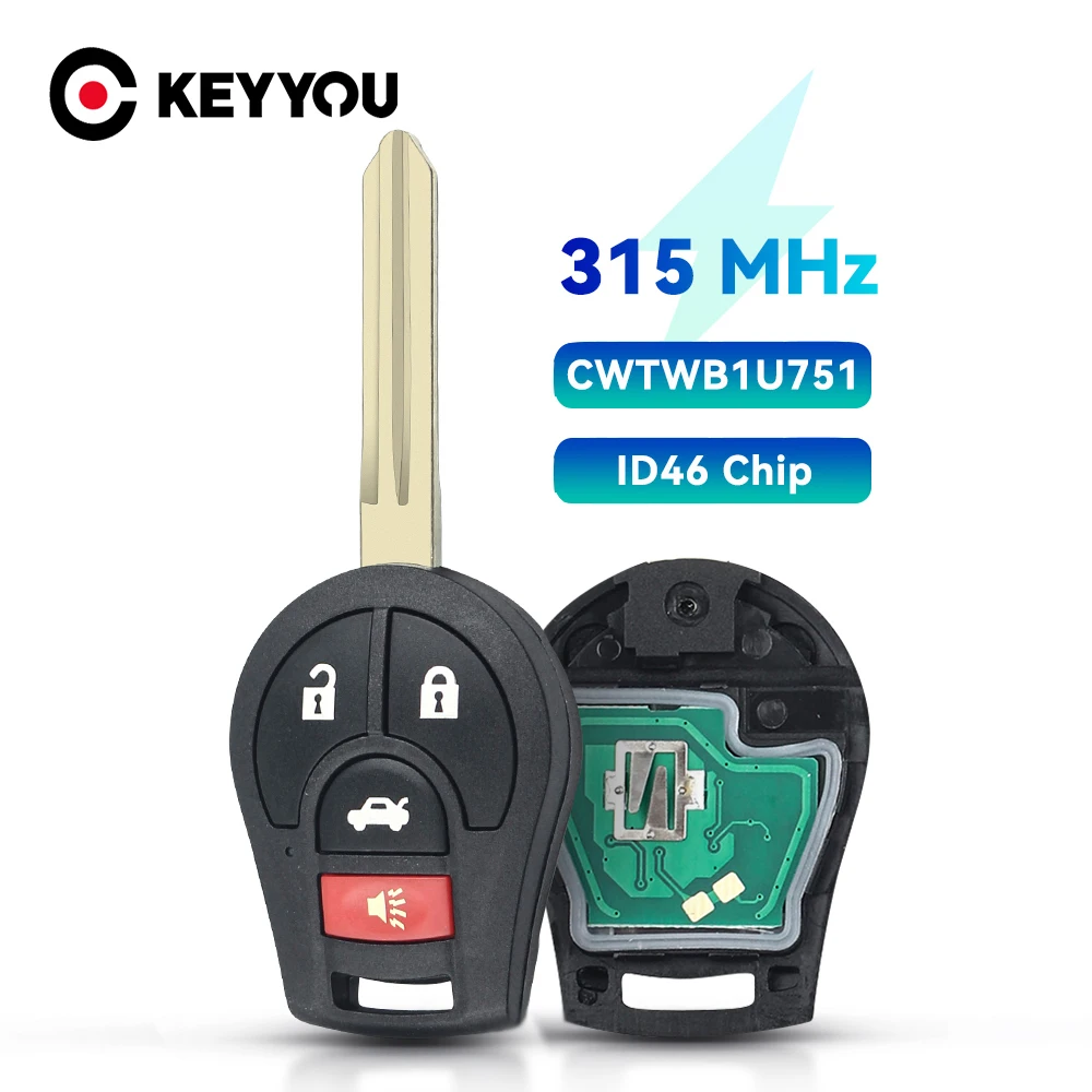

KEYYOU дистанционный Автомобильный ключ для NISSAN CWTWB1U751 CWTWB1U816 Qashqai Sunny Tiida X-Trail частота 315 МГц чип PCF7936