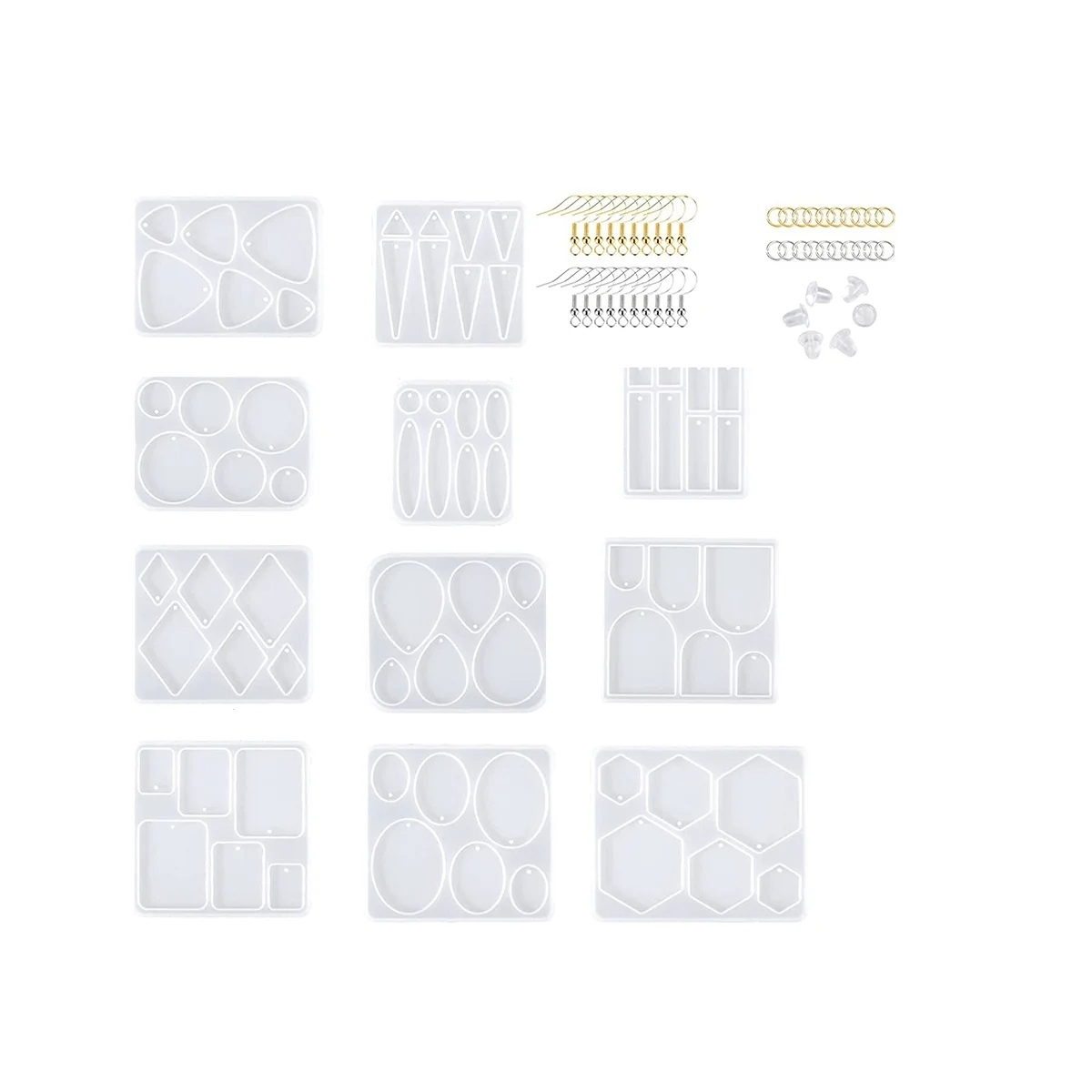 

11Pcs Resin Molds Jewelry,Earrings Silicone Molds for Epoxy Resin, DIY Jewelry Resin Casting Molds for Pendant, Earrings