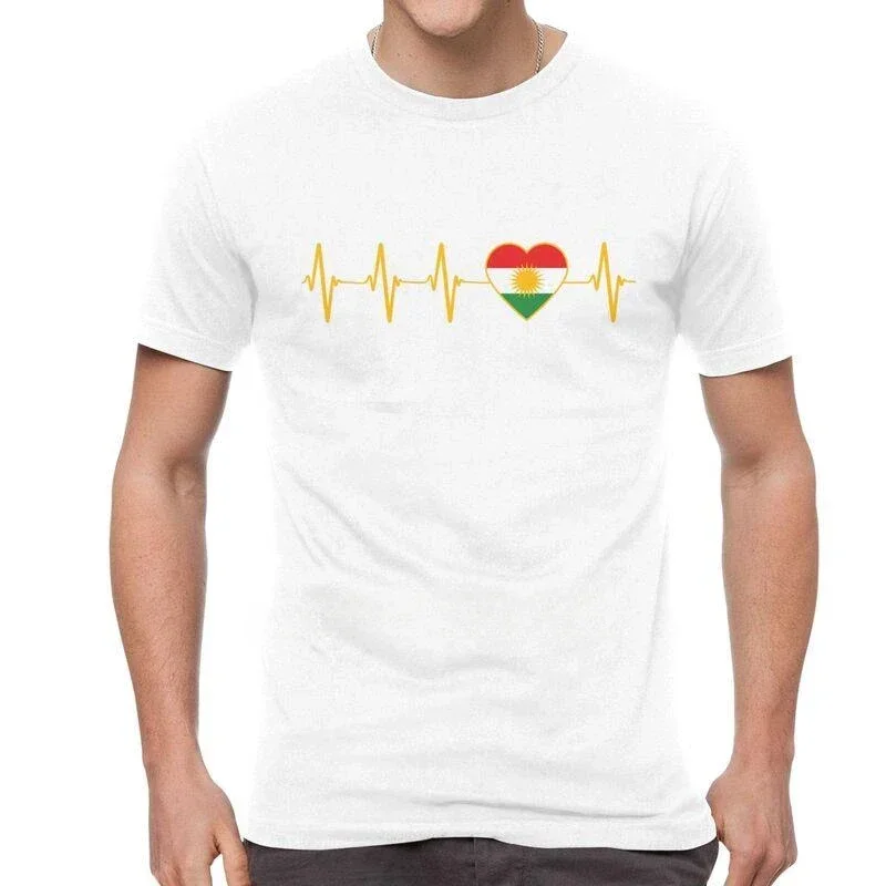 Футболка I Love Kurdistan с изображением пульса и флага топ Harajukkuu уличная футболка