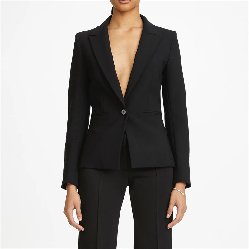 

Mulheres lapela slim fit jaqueta de terno oco, corte elegante oco sexy backless, de alta qualidade, Y2K, novo, outono 2023