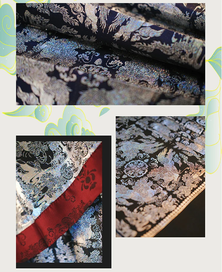 Hanfu Tuan Lion Дракон Узор Ming 6 метров тканой Золотой лошади лица юбка без принта