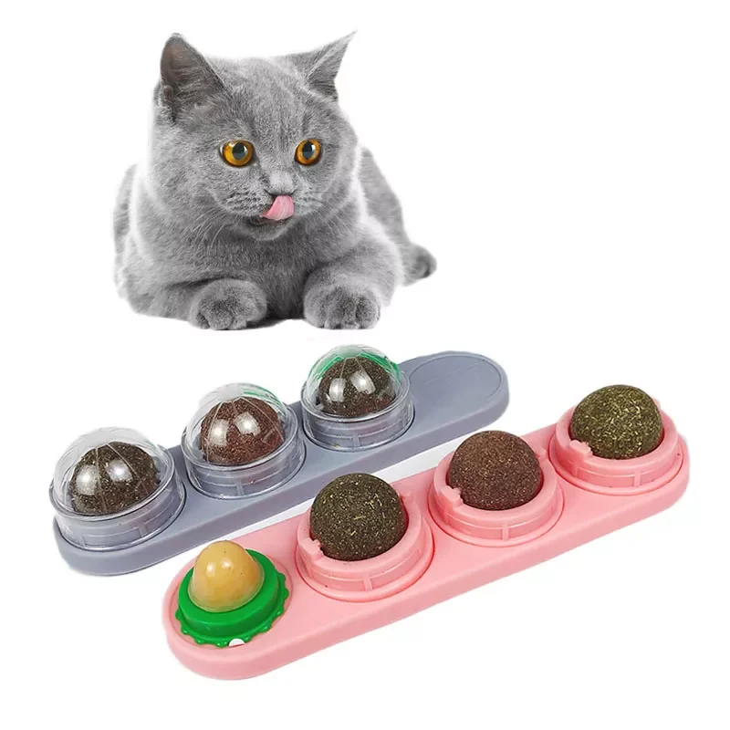 

4pcs Cat Catnip Ball Set Cat Treat Toys Snack Candy Nutrition Energy Kitten Molar Teething Toy Increase Drinking Water