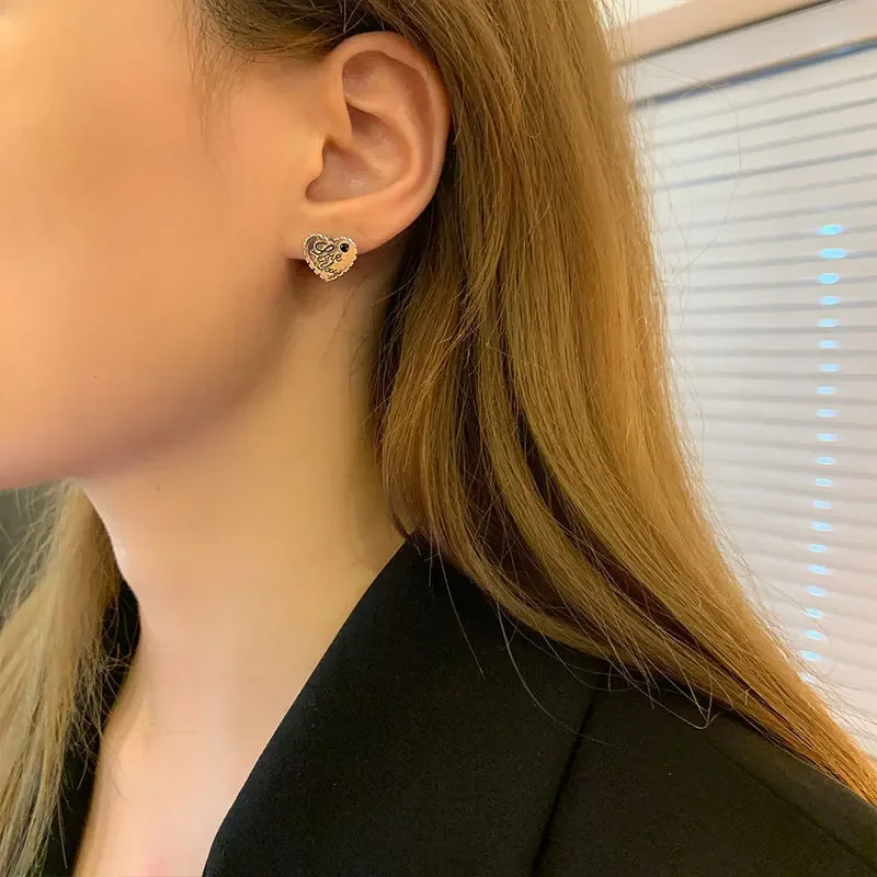 Винтажные модные элегантные серьги-кольца в форме сердца с буквами для женщин