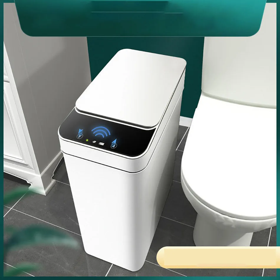 

Интеллектуальная Индукционная Автоматическая откидная мусорная корзина для дома, кухни, ванной, туалета, узкий зазор для сортировки мусора...