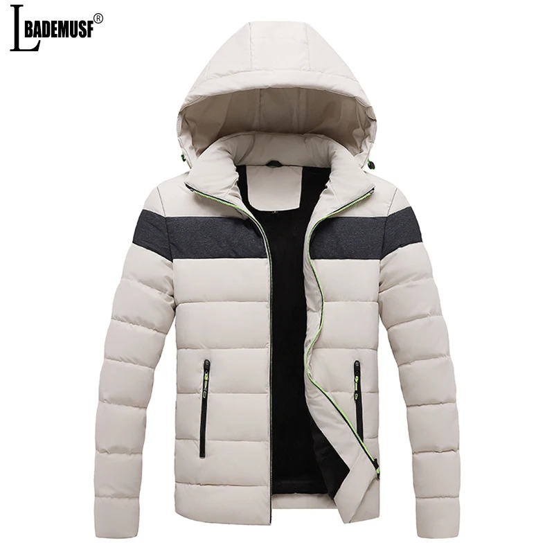 

Men 2022 Winter Brand New Casual Warm Thick fleece Jacket Parkas Coat Men Outwear Windproof Hat Parkas Jacket Men European Size